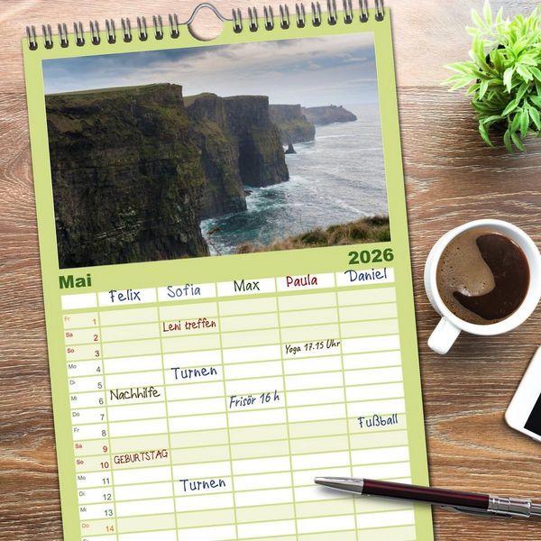 Produktbild: Familienplaner 2026 - Irland. Wild Atlantic Views. mit 5 Spalten (Wandkalender, 21 x 45 cm) CALVENDO