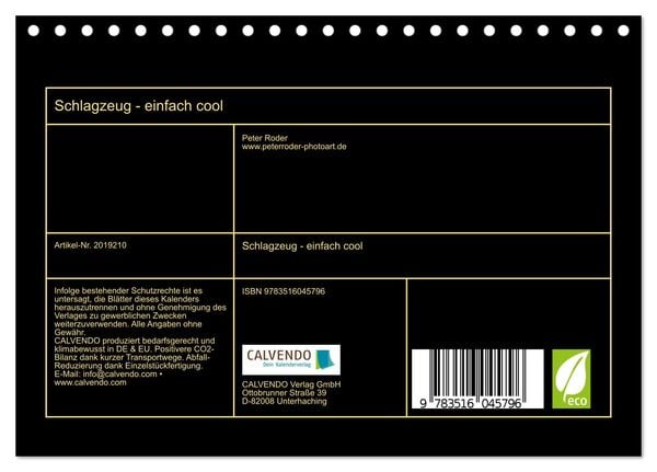 Produktbild: Schlagzeug - einfach cool (Tischkalender 2026 DIN A5 quer), CALVENDO Monatskalender
