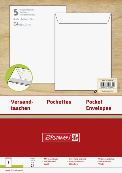 Produktbild: Brunnen Versandtasche C4 wei&szlig; 5 St&uuml;ck
