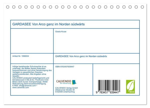 Produktbild: GARDASEE Von Arco ganz im Norden s&uuml;dw&auml;rts (Tischkalender 2026 DIN A5 quer), CALVENDO Monatskalender