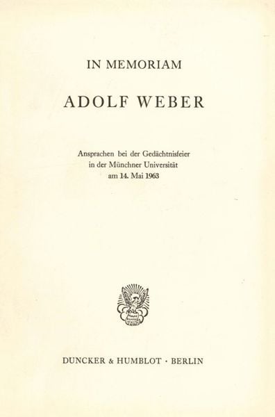Produktbild: In memoriam Adolf Weber.