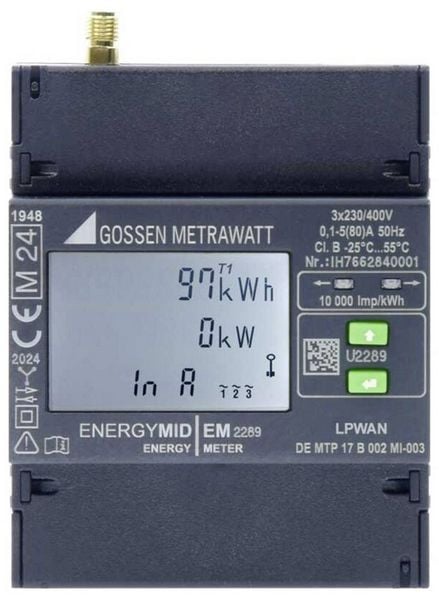 Produktbild: Gossen Metrawatt EM2289 U2289-V039 Drehstromz&auml;hler 80A MID-konform: Ja 1St.
