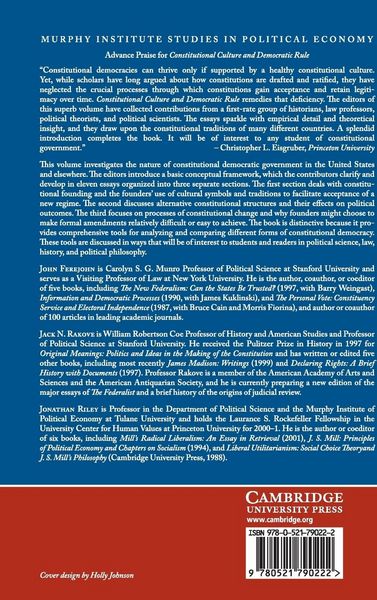 Produktbild: Constitutional Culture and Democratic Rule