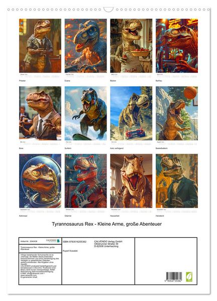 Produktbild: Tyrannosaurus Rex - Kleine Arme, gro&szlig;e Abenteuer (Wandkalender 2026 DIN A2 hoch), CALVENDO Monatskalender