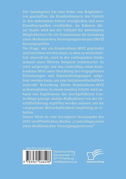 Produktbild: Controlling im medizinischen Versorgungszentrum am Beispiel eines Krankenhaus-MVZ