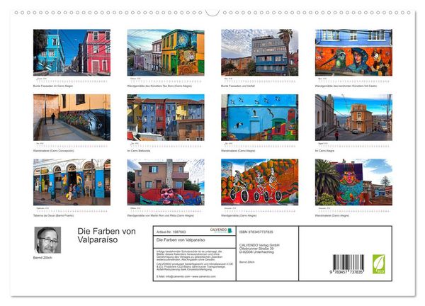 Produktbild: Die Farben von Valpara&iacute;so (hochwertiger Premium Wandkalender 2026 DIN A2 quer), Kunstdruck in Hochglanz