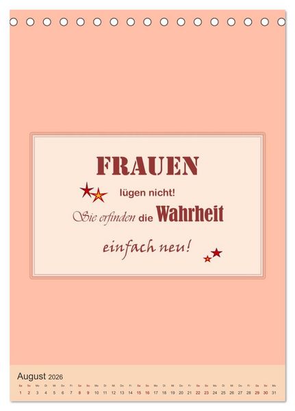 Produktbild: Was Mann &uuml;ber Frau wissen sollte und umgekehrt ... (Tischkalender 2026 DIN A5 hoch), CALVENDO Monatskalender