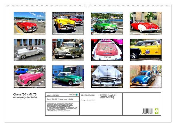 Produktbild: Chevy '50 - Mit 75 unterwegs in Kuba (Wandkalender 2026 DIN A2 quer), CALVENDO Monatskalender