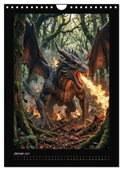 Produktbild: Drachen - Magische Herrscher, Dark‑Fantasy Wandkalender (Wandkalender 2027 DIN A4 hoch), CALVENDO Monatskalender