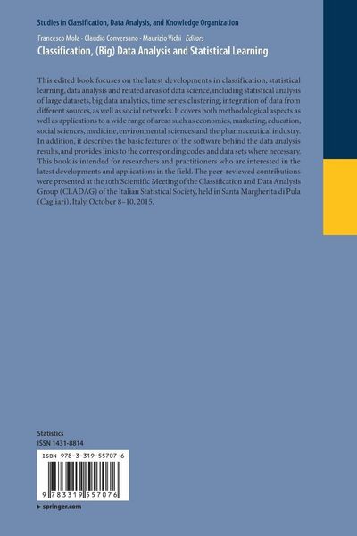 Produktbild: Classification, (Big) Data Analysis and Statistical Learning