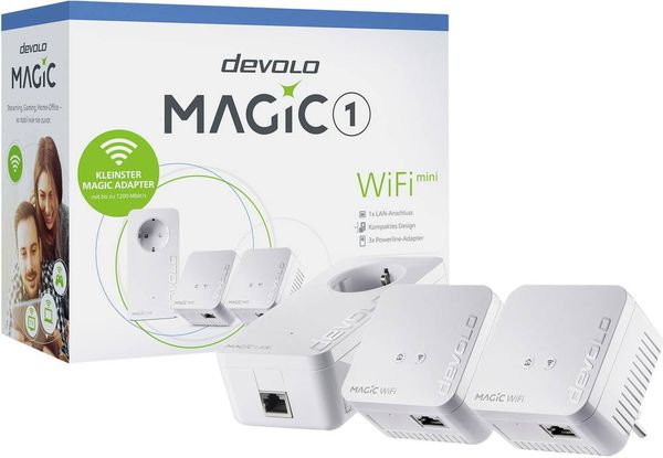 Produktbild: Devolo Magic 1 WiFi mini Multiroom Kit Powerline WLAN Network Kit 8570 DE Powerline, WLAN 1200 MBit/s