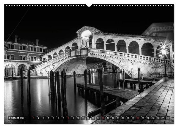 Produktbild: Leuchtendes Venedig &hellip;in monochrom (hochwertiger Premium Wandkalender 2026 DIN A2 quer), Kunstdruck in Hochglanz
