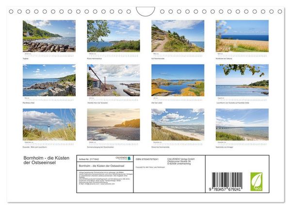 Produktbild: Bornholm - die K&uuml;sten der Ostseeinsel (Wandkalender 2026 DIN A4 quer), CALVENDO Monatskalender