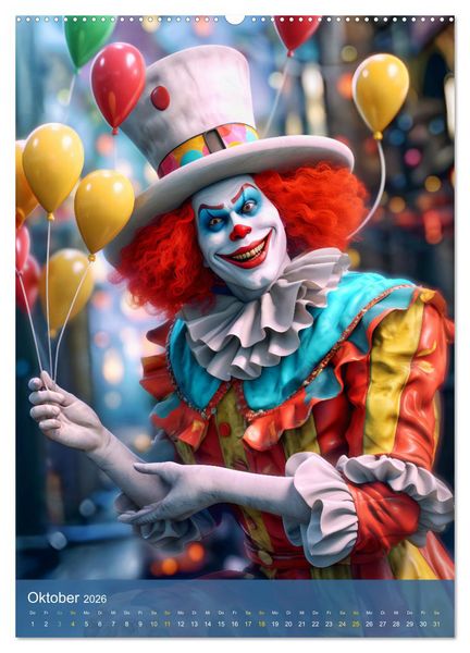 Produktbild: Ein Hauch von Magie - Schrille Clowns im Rampenlicht (hochwertiger Premium Wandkalender 2026 DIN A2 hoch), Kunstdruck in Hochglanz