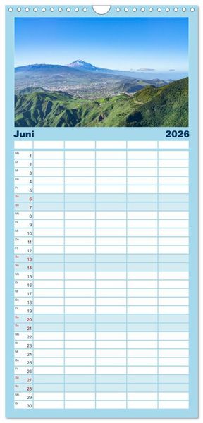 Produktbild: Familienplaner 2026 - Kanaren - wundersch&ouml;ne Inseln im Atlantik mit 5 Spalten (Wandkalender, 21 x 45 cm) CALVENDO