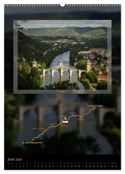 Produktbild: Jakobsweg Via Podiensis (Wandkalender 2026 DIN A2 hoch), CALVENDO Monatskalender