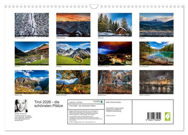 Produktbild: Tirol 2026 - die sch&ouml;nsten Pl&auml;tze (Wandkalender 2026 DIN A3 quer), CALVENDO Monatskalender
