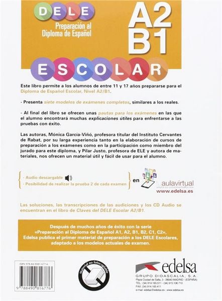 Produktbild: DELE escolar - Preparaci&oacute;n al Diploma de Espa&ntilde;ol - Edici&oacute;n 2015 - A2/B1