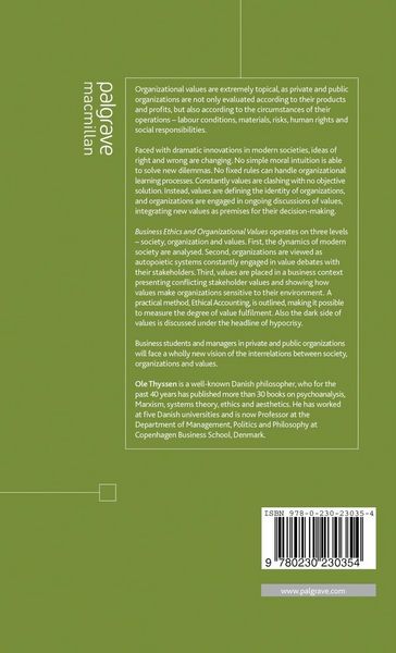 Produktbild: Business Ethics and Organizational Values