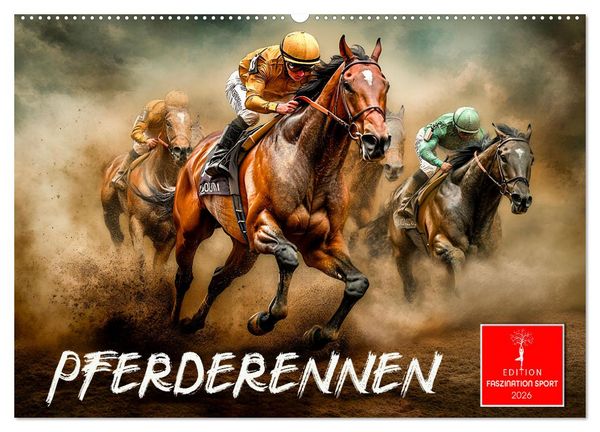 Pferderennen (Wandkalender 2026 DIN A2 quer), CALVENDO Monatskalender