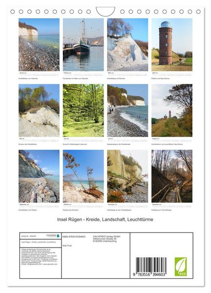 Produktbild: Insel R&uuml;gen - Kreide, Landschaft, Leuchtt&uuml;rme (Wandkalender 2026 DIN A4 hoch), CALVENDO Monatskalender