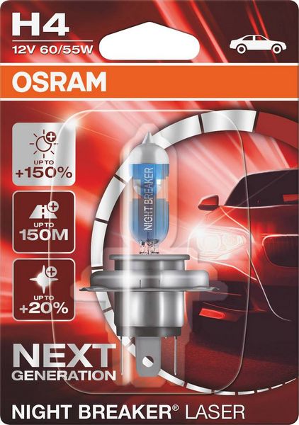 Produktbild: Osram Automotive 64193NL-1BL Halogen Leuchtmittel Night Breaker&reg; Laser Next Generation H4 60/55 W 12 V