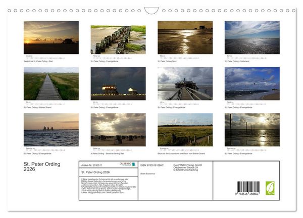 Produktbild: St. Peter Ording 2026 (Wandkalender 2026 DIN A3 quer), CALVENDO Monatskalender