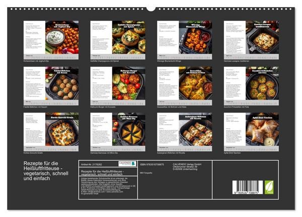 Produktbild: Rezepte f&uuml;r die Hei&szlig;luftfritteuse - vegetarisch, schnell und einfach (hochwertiger Premium Wandkalender 2026 DIN A2 quer), Kunstdruck in Hochglanz