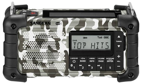 Produktbild: Sangean MMR-99 DAB+ Camo Notfallradio DAB+, UKW AUX, USB, Bluetooth&reg; Solarpanel, Handkurbel, Akku-Ladefunktion Arctic Camo