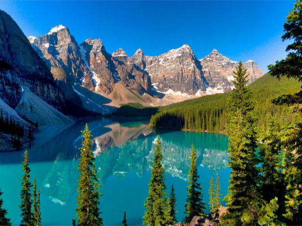 Produktbild: CALVENDO Puzzle Ein Motiv aus dem Kalender Moraine Lake, Alberta/ Kanada | 1000 Teile Lege-Gr&ouml;&szlig;e 64x48cm Foto-Puzzle f&uuml;r gl&uuml;ckliche Stunden