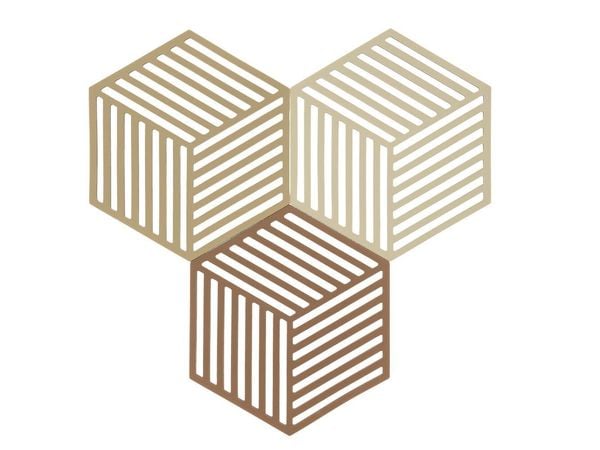 Produktbild: Untersetzer-Set Hexagon 3 Stck. Khaki/Warm sand/Almond