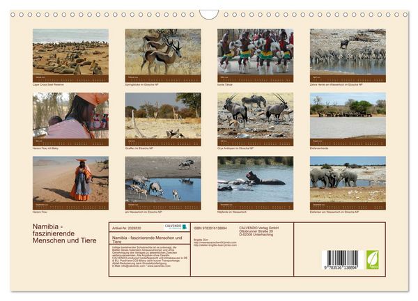 Produktbild: Namibia - faszinierende Menschen und Tiere (Wandkalender 2026 DIN A3 quer), CALVENDO Monatskalender