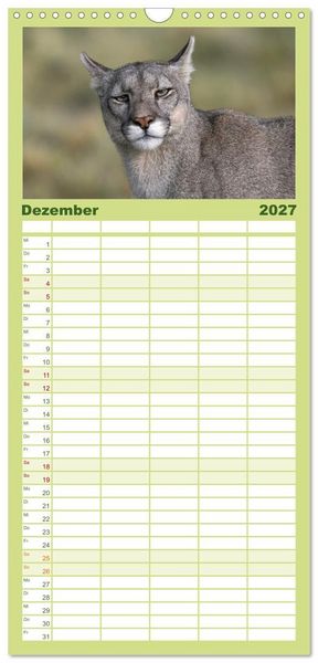 Produktbild: Familienplaner 2027 - Wildlife S&uuml;damerika mit 5 Spalten (Wandkalender, 21 x 45 cm) CALVENDO