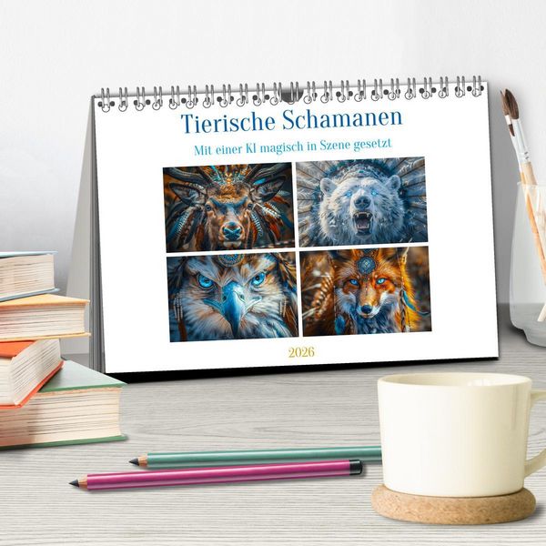Produktbild: Tierische Schamanen (Tischkalender 2026 DIN A5 quer), CALVENDO Monatskalender