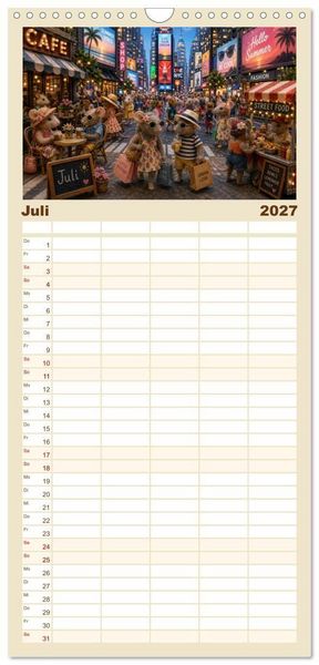Produktbild: Familienplaner 2027 - Zauberhafte Welt der Rattlis mit 5 Spalten (Wandkalender, 21 x 45 cm) CALVENDO