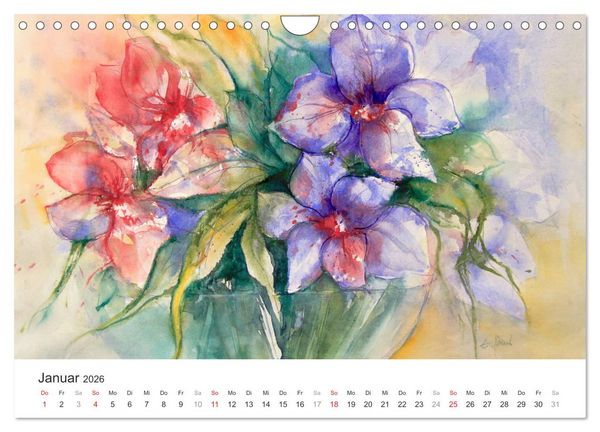 Produktbild: Bl&uuml;tenzauber - Aquarelle von ECKARD FUNCK (Wandkalender 2026 DIN A4 quer), CALVENDO Monatskalender