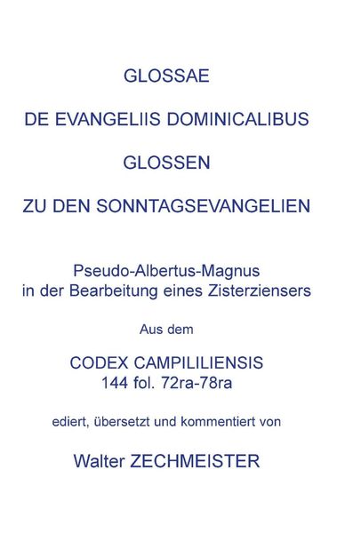 Produktbild: Glossae de Evangeliis Dominicalibus