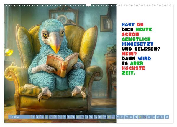 Produktbild: Vogelspr&uuml;che - Humor (hochwertiger Premium Wandkalender 2026 DIN A2 quer), Kunstdruck in Hochglanz
