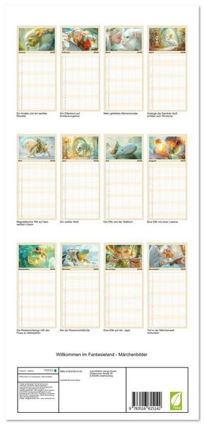 Produktbild: Familienplaner 2026 - Willkommen im Fantasieland - M&auml;rchenbilder mit 5 Spalten (Wandkalender, 21 x 45 cm) CALVENDO