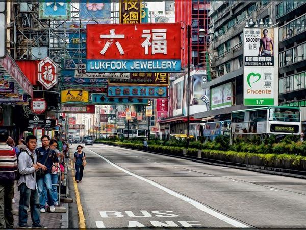 Produktbild: CALVENDO Puzzle Stra&szlig;enszene Hongkong City | 1000 Teile Lege-Gr&ouml;&szlig;e 64x48cm Foto-Puzzle f&uuml;r gl&uuml;ckliche Stunden