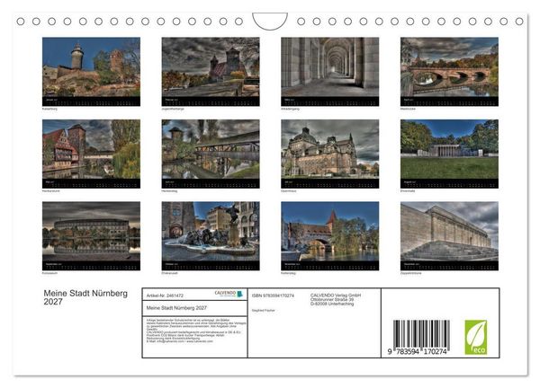 Produktbild: Meine Stadt N&uuml;rnberg 2027 (Wandkalender 2027 DIN A4 quer), CALVENDO Monatskalender