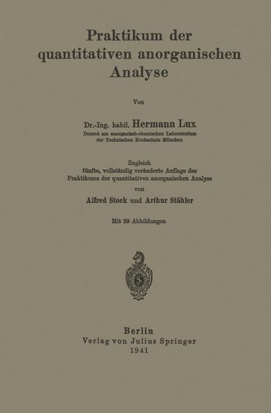 Produktbild: Praktikum der quantitativen anorganischen Analyse