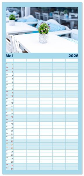 Produktbild: Familienplaner 2026 - Griechenland - Mykonos Kalender mit 5 Spalten (Wandkalender, 21 x 45 cm) CALVENDO