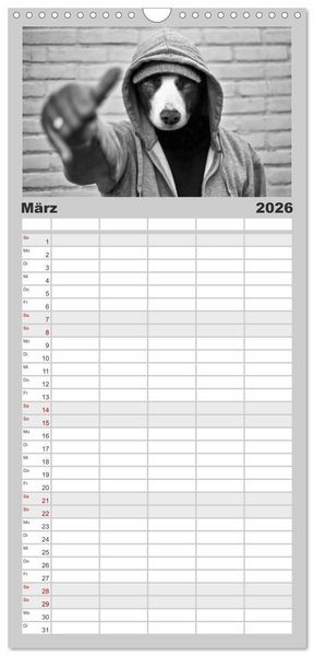 Produktbild: Familienplaner 2026 - H&uuml;tehunde mit 5 Spalten (Wandkalender, 21 x 45 cm) CALVENDO