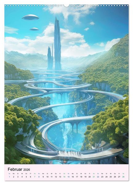 Produktbild: Sci-fi Welten - Fantasiebilder (Wandkalender 2026 DIN A2 hoch), CALVENDO Monatskalender