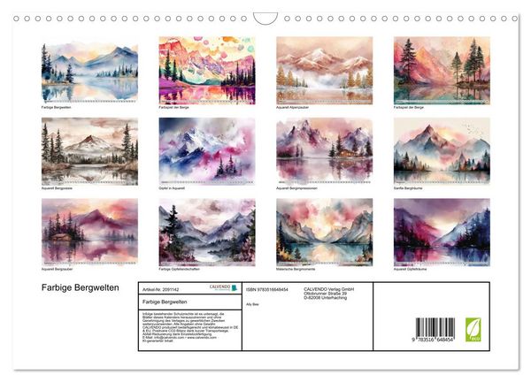 Produktbild: Farbige Bergwelten (Wandkalender 2026 DIN A3 quer), CALVENDO Monatskalender