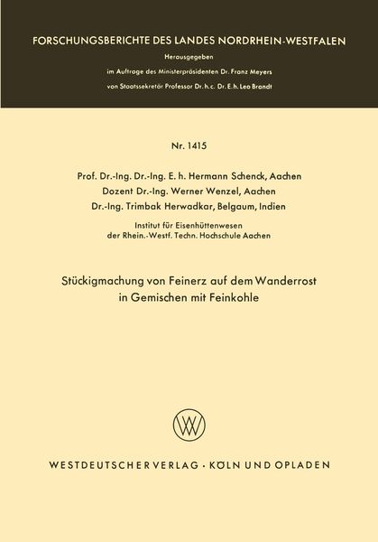 Produktbild: St&uuml;ckigmachung von Feinerz auf dem Wanderrost in Gemischen mit Feinkohle