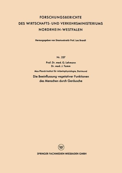 Produktbild: Die Beeinflussung vegetativer Funktionen des Menschen durch Ger&auml;usche