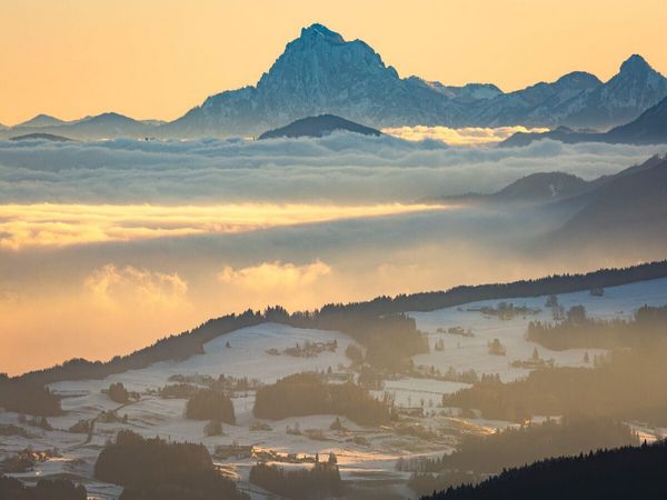 CALVENDO Puzzle Traunstein über Nebelmeer | 1000 Teile Lege-Größe 64x48cm Foto-Puzzle für glückliche Stunden