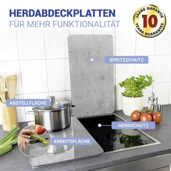 Produktbild: Herdabdeckplatte Universal Mod. Beton, 2er Set, f&uuml;r alle Herdarten geeignet